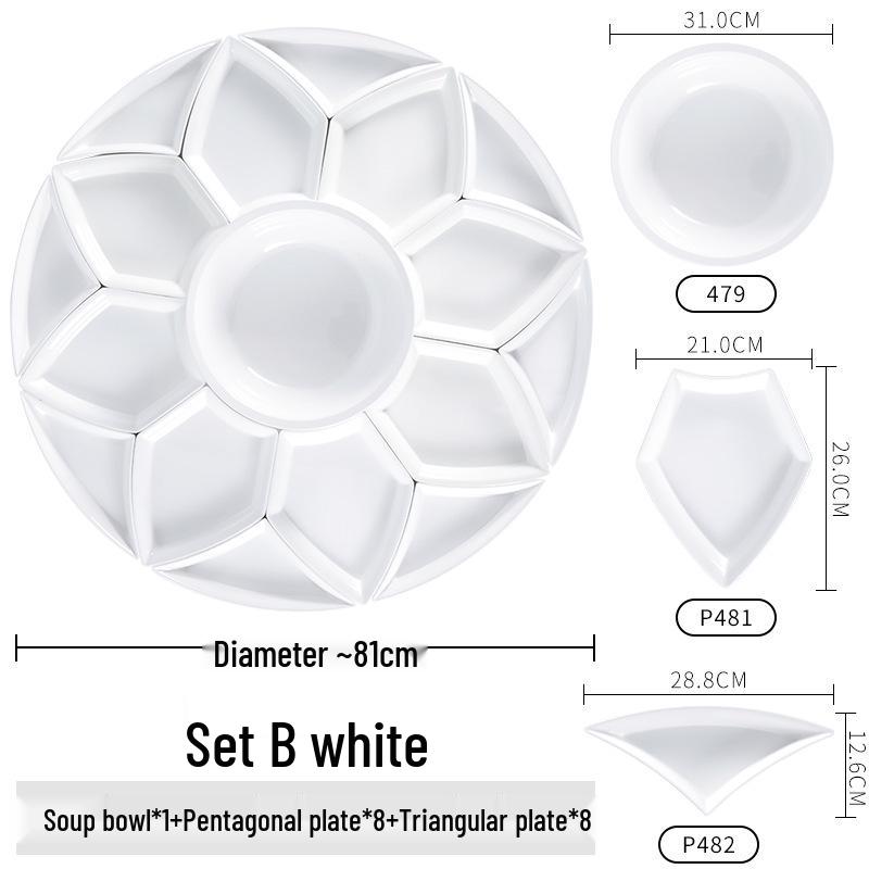 Melamine Platter & Tableware Set: Bowl, Plate, and Dish Set for Hot Pot & New Year's Eve Dinner.