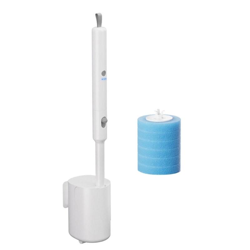 Automatic Spin Toilet Scrubber Motorized Toilet Brush Wall Mounted Design Replaceable Brush Head for Deep Cleaning