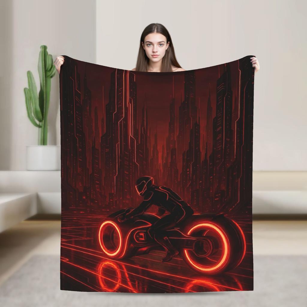 TRON Ares Lightcycle Dillinger Systems Blanket Fleece Printed MCP Movie Multi-function Warm Throw Blankets for Bedspread