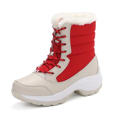 Fashion New Winter Women's Snow Boots Waterproof Heels Women Boot Warm Snow Plush Outdoor Short Footwear Round Toe Cross Tie Shoes