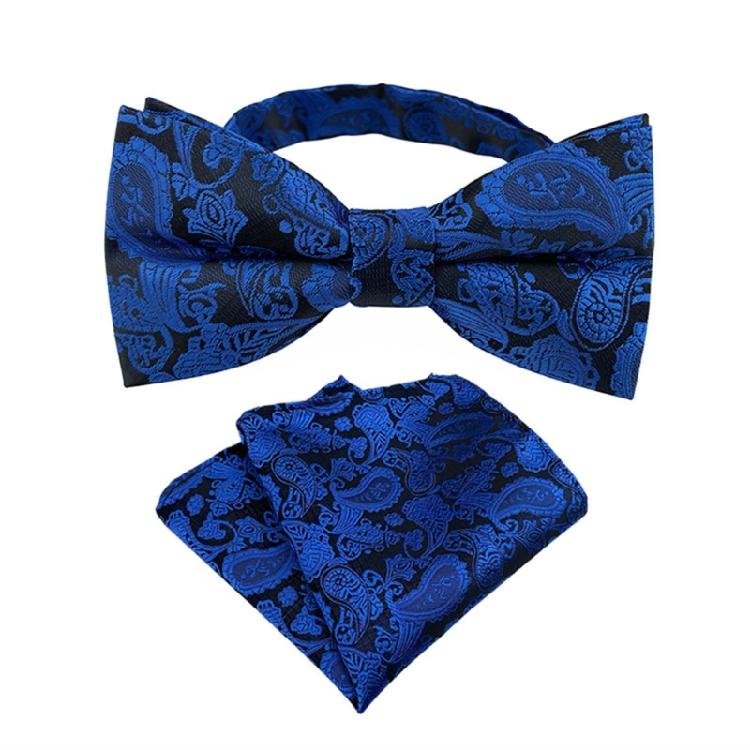 Floral Jacquard Adjustable Pre Tied Bows Tie and Pocket Square Set for Men Formal Wedding Party Prom Necktie Neckwear