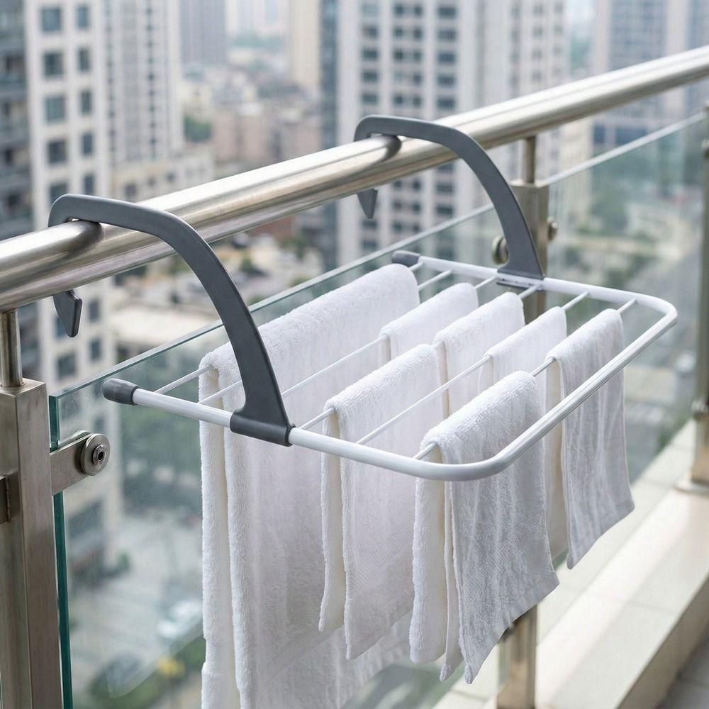 Space Saving Clothes Drying Rack Collapsible Balcony Drying Rack Foldable Clothes Hanger  Bathroom