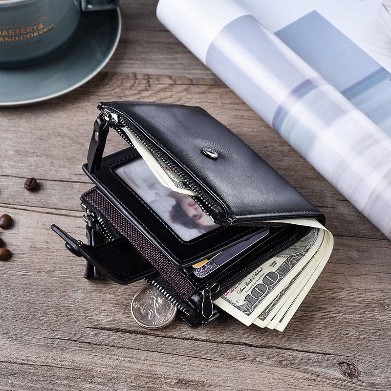 Men's RFID Anti-Theft Vintage PU Zipper Wallet & Multifuntional Card Holder