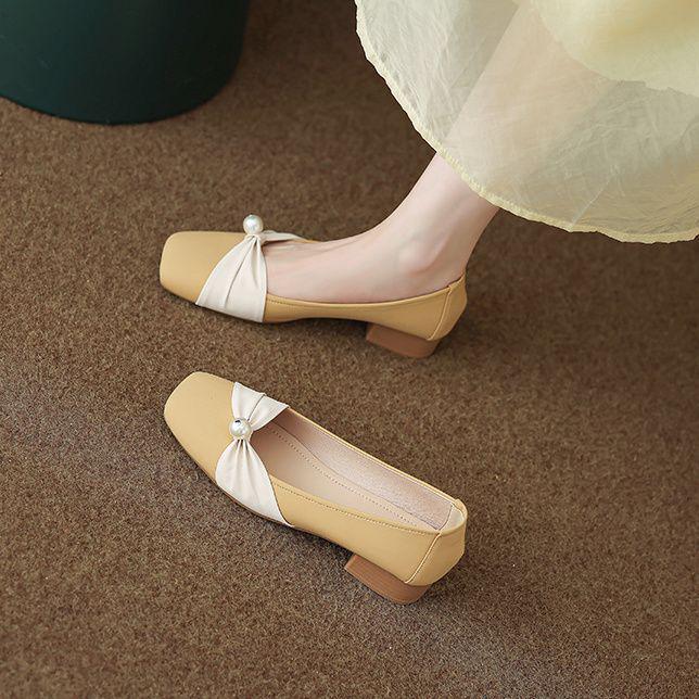 French Women's Square Toe Low-Cut Flat Moccasins - Versatile Soft Sole for Autumn 2025