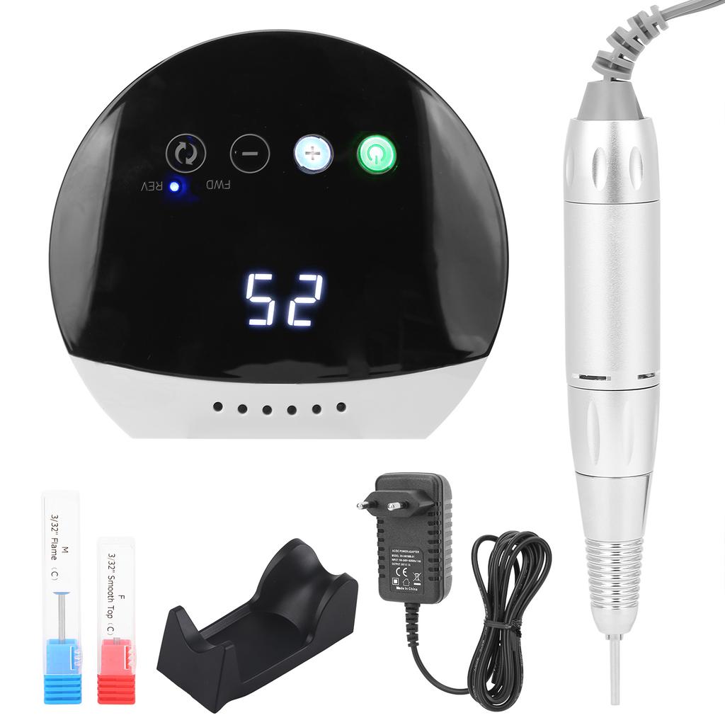 30000RPM Electirc Nail Drill Machine Portable Adjustable Nail Grinding Polisher (100‑240V)EU Plug