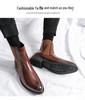 Korean Retro Black Leather High-Top Men's Mid-Calf Martin Boots for Spring & Autumn Fashion