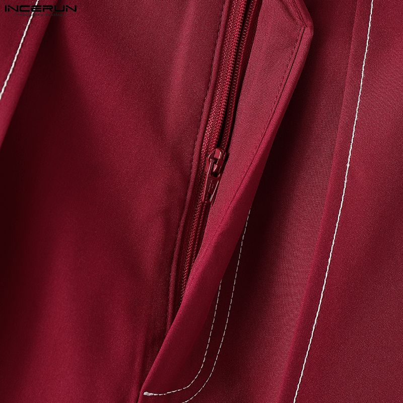 INCERUN Men Casual Loose Zipper Waist Front Irregular Layers Long Pants Trousers