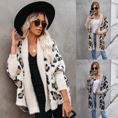 Winter New Women's Plus Size Jacket Personality Fashion Leopard Print Sweater Sweater Women