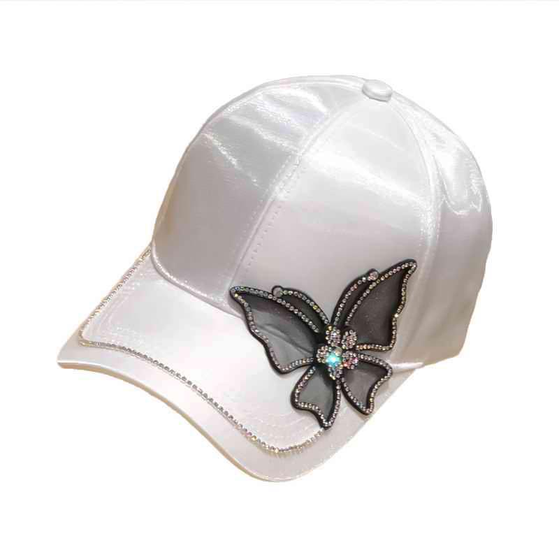 Fashion Butterfly Rhinestone Baseball Cap Women Summer Silk Satin Visor Sun Hat Leisure Adjustable Lady Snapback Caps