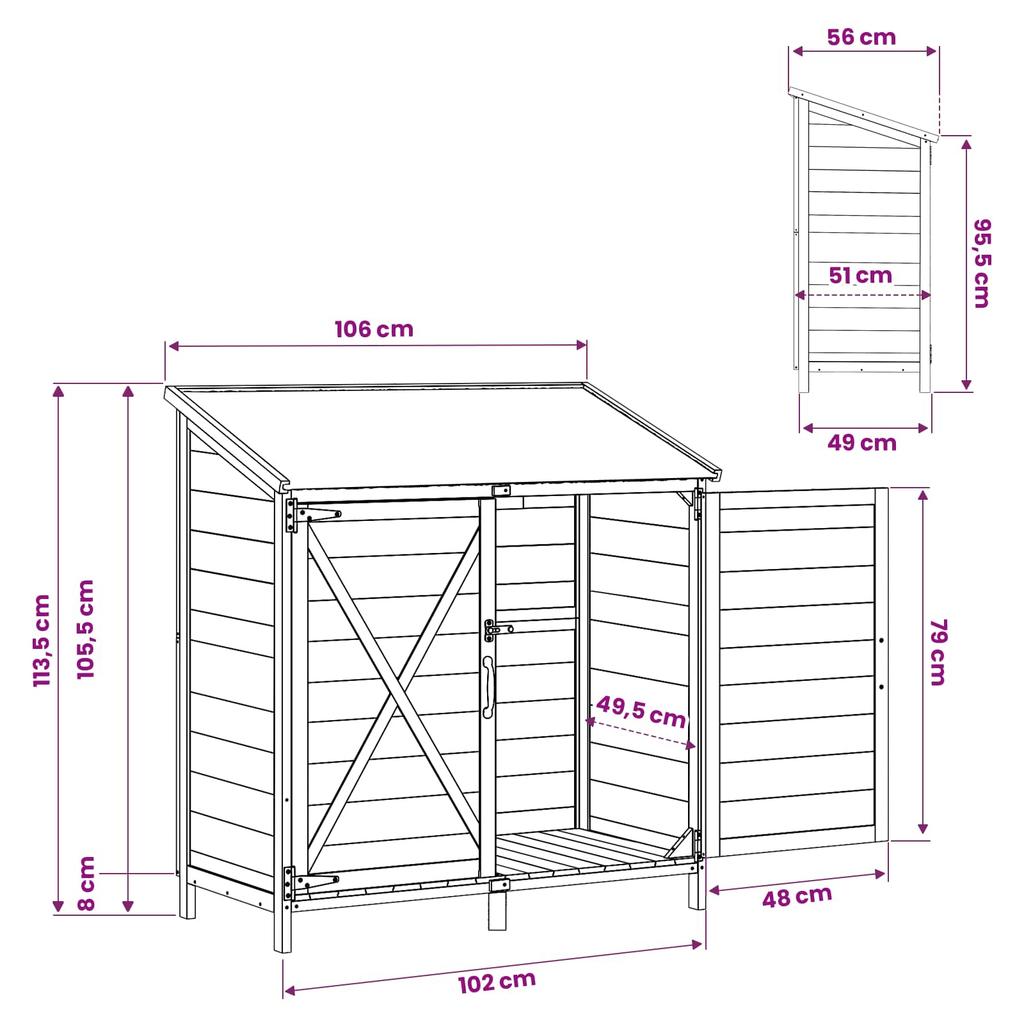 Garden Shed Natural 106 x 56 x 113.5 cm Solid Spruce Wood