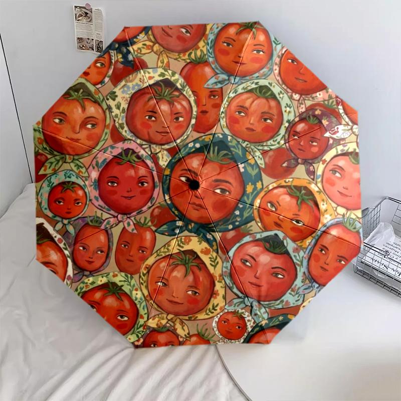 1 Stück Automatischer Faltregenschirm - Retro-Tierkunstmuster, Tragbares & Faltbares Design mit 8 Speichen, Weihnachts-Geburtstagsgeschenke
