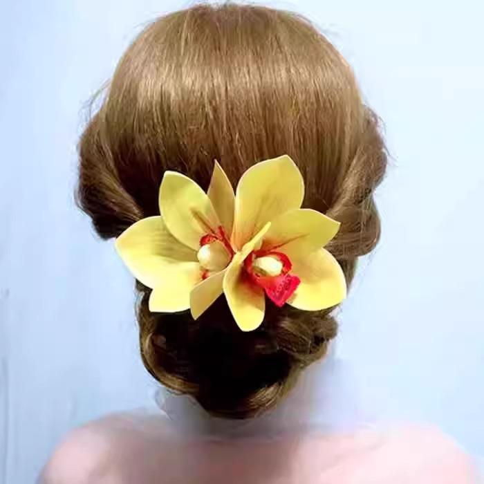 Thai Spicy Girl Hair Accessories Bohemian Style Orchid Flower Clip With Bangs Side Photo Headwear Female