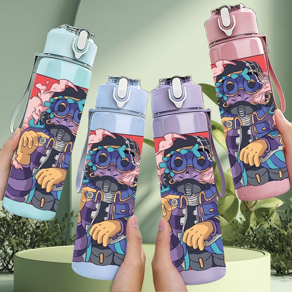 1PC Cool Street Style Monster Figure 750ml Color Plastic Sports Water Bottle Leakproof Flip Straw Lid Suitable for Sports Office Home Use
