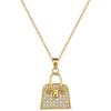 Zircon Bag Light Luxury Temperament Gorgeous Full Diamond Necklace Female Versatile Collarbone Chain Titanium Steel Chain