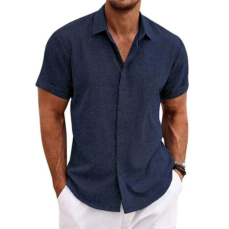 Men's Linen Short Sleeved T-shirt Loose Sweatshirt Solid Color Short Sleeved Cotton Linen Shirt for Men