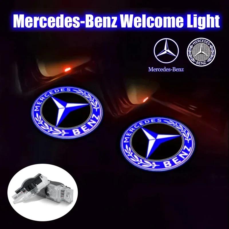 2Pcs Car Door Welcome Light Auto Emblem Badge LED Projector Lamp For Mercedes Benz C Class CLK SLK SLR W203 W208 W209 R171 R172