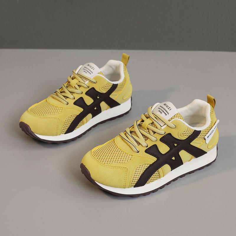 New Spring and Summer Breathable Thin-soled Color-blocking Women's Shoes for Women's Shoes Sports and Casual Height-enhancing Round Head