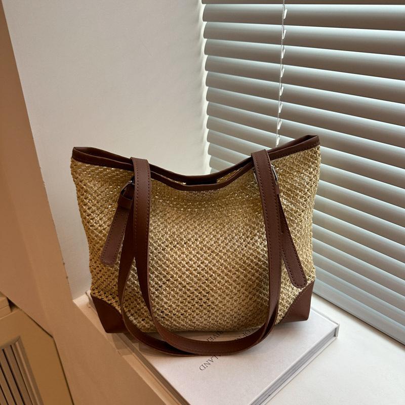 Summer Ins Wind Straw Woven Largecapacity Tote Bag Women's Casual Versatile Seaside Vacation Shoulder Armpit Bag