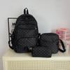 Nylon Polka Dot Girls Backpack Set Multi Compartment Zipper Closure Water Resistant Lightweight Bookbag for School Daily Use