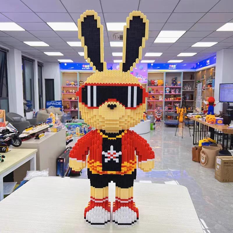 3D 5800PCS Candy Rabbit Colorful and Cute Rabbits Society Rabbit Building Blocks Adult High Difficulty Assembly Puzzle Toys Gift