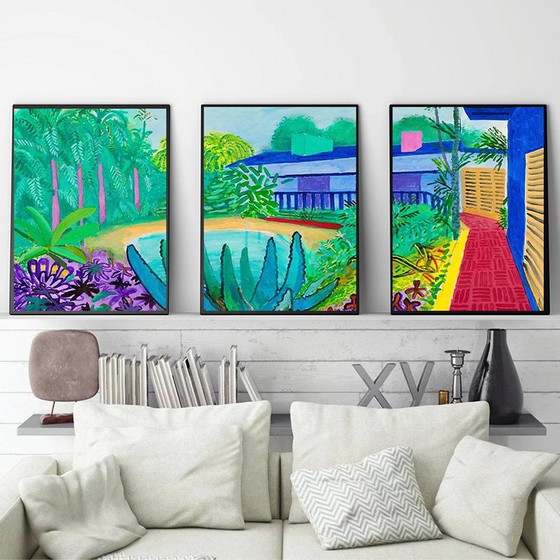 David Hockney Dipinti su tela Galleria da giardino Fiori Poster e stampe Immagini da parete per la decorazione del soggiorno Cuadros