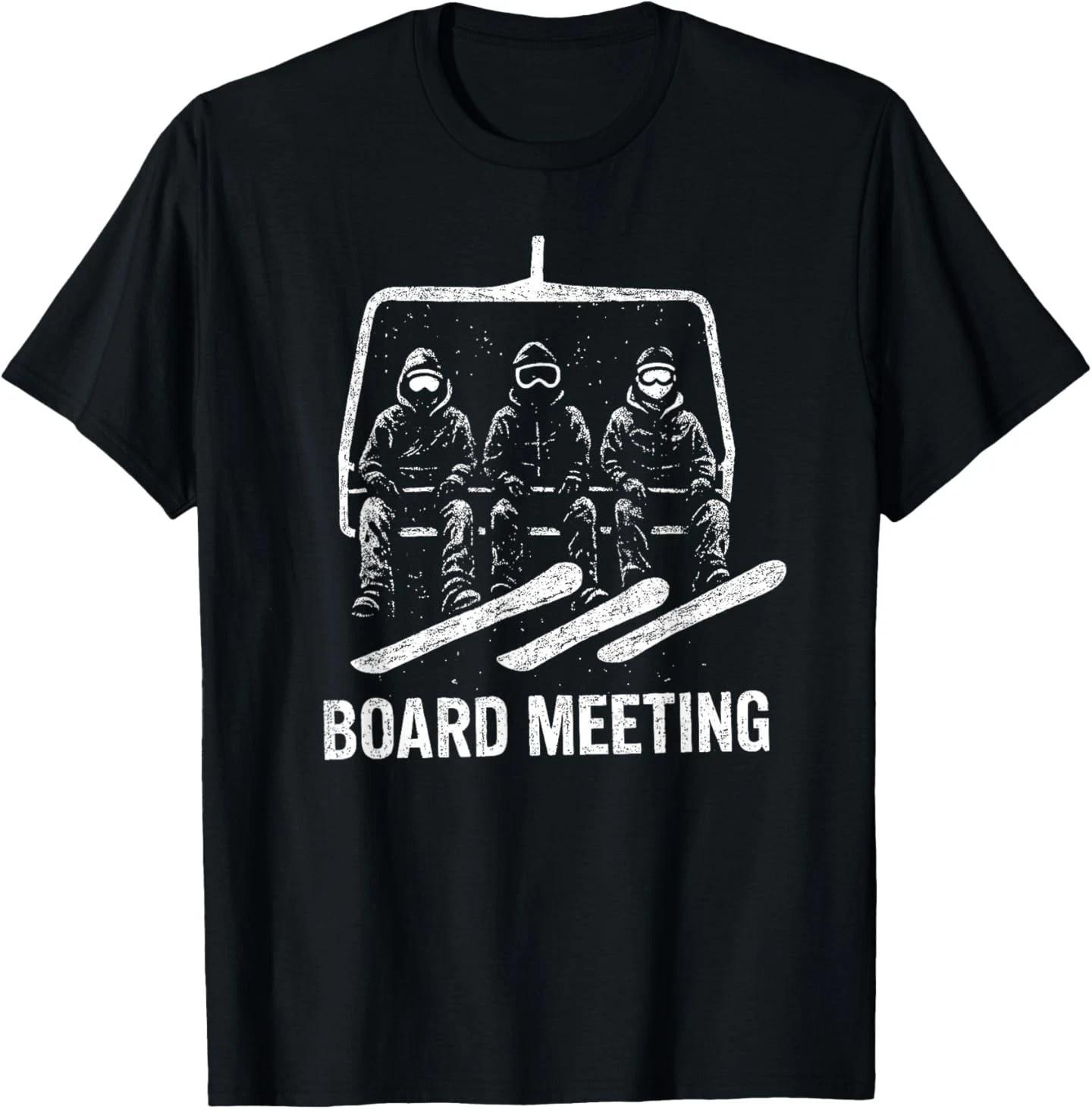 Snowboard Board Meeting Ski Lift Skier Winter Sports T-Shirt S