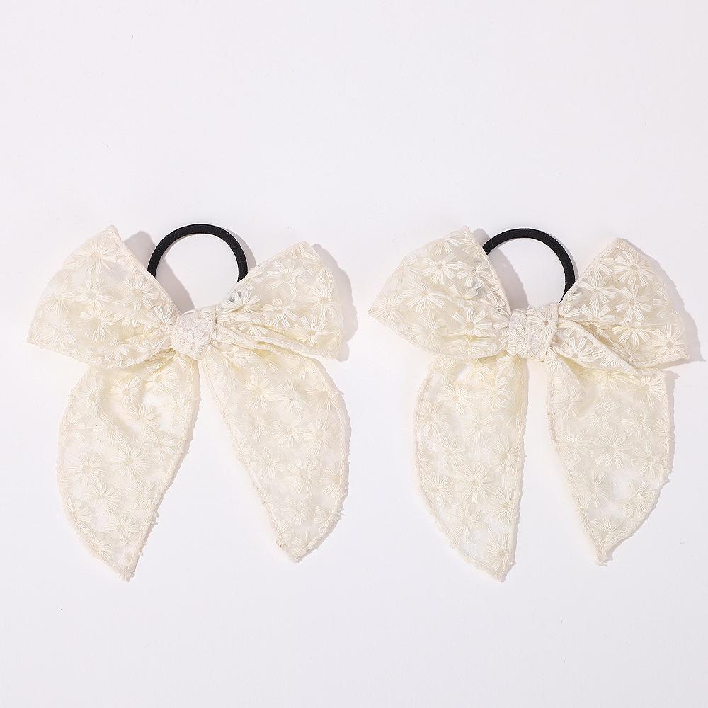 

2 шт. Милые кружевные вышитые резинки для волос с бантиками для девочек, эластичные резинки для волос, держатели для хвостика, детские аксессуары для волос
