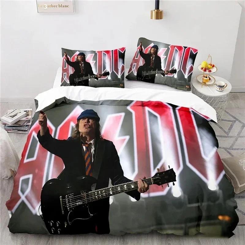 

3D Printed Rock Band AC/DC Bedding Set Bedroom Soft Modern Bedspreads Comefortable Kids Duvet Cover Quilt Cover And Pillowcase AU Single 140x210cm