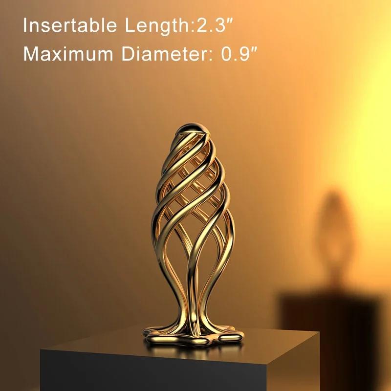 Male Female Vestibular Dilation Butt Plug SM Adult Masturbation Tool Gold Metal Hollow Anal Plug Sex Toys for Women Men