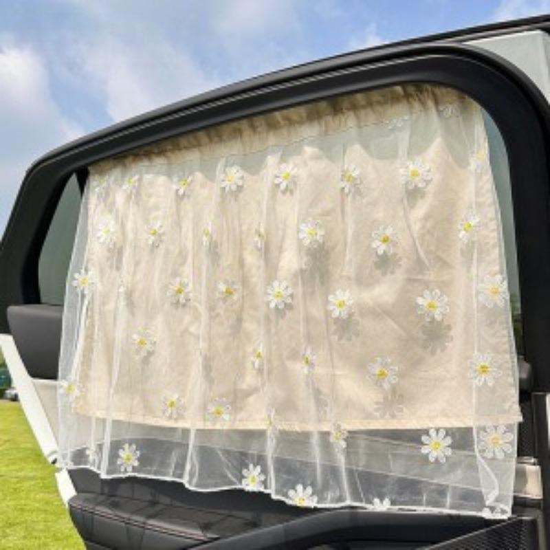 

Автомобильные шторы в стиле принцессы, автомобильная кружевная сетка для защиты от солнца, маленькие шторки-ромашки на окно
