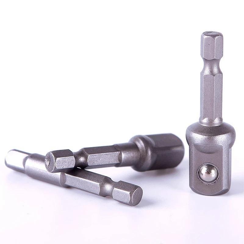 Chrome Vanadium Steel Socket Adapter Hex Shank To 1/4" 3/8" 1/2" Extension Drill Bit Bar Hex Bit Set Power Drill Socket Adapter