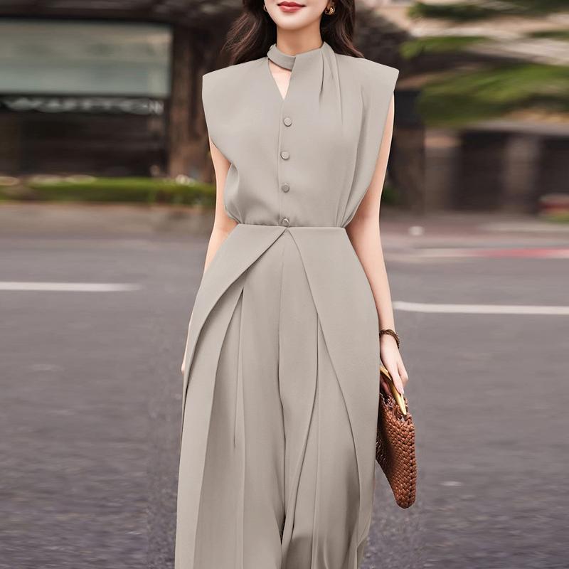 ZANZEA Women Sleeveless Vest Tops and Loose Pants Casual Two Piece Suit Sets 2XL хаки