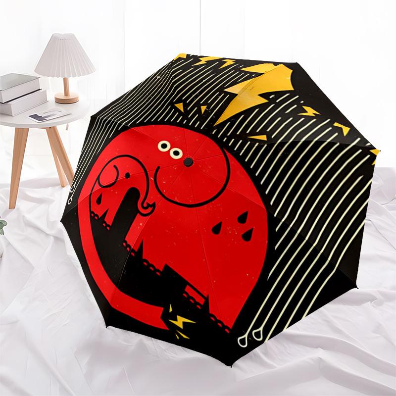 1pc Elephant Storm Automatic Folding Umbrella - Compact 8-Rib Design, Durable Plastic & Iron, Lightweight for Outdoor Daily Use029