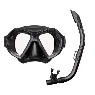 Reef Tourer Snorkeling Set Snorkel RC0106 (2-Lens Mask, 2-Piece Set), Silicone, Black/Black