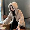Winter Thick Warm Faux Fur Coat Women Hooded Long Sleeve Faux Fur Jacket Luxury Winter Fur Coats