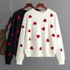 2023 Autumn/Winter Heart Pattern Plus Size Women's Knit Pullover Sweater