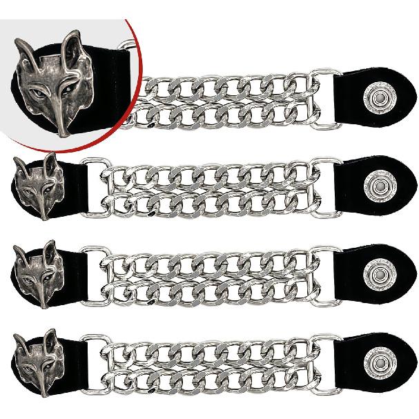 Motorcycle Vest Extenders For Men & Women - 4 PCS Leather Vest Extensions For Biker - Durable Double Chrome Cha