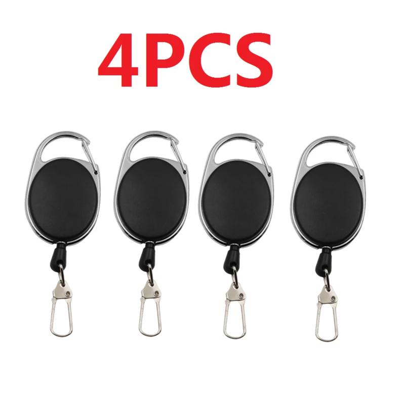 2-4Pcs Retractable Key Chain Fly Fishing Zinger Reel Badge Holder Quick Release Spring Clip Fishing Accessories