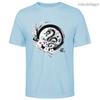 Mens Cotton Long Graphic Chinese Dragon T Shirt Street Casual Style Tee for Men and Women