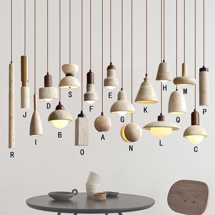 Stylish Yellow Travertine Wabi-Sabi Pendant Lights for Bedroom or Restaurant