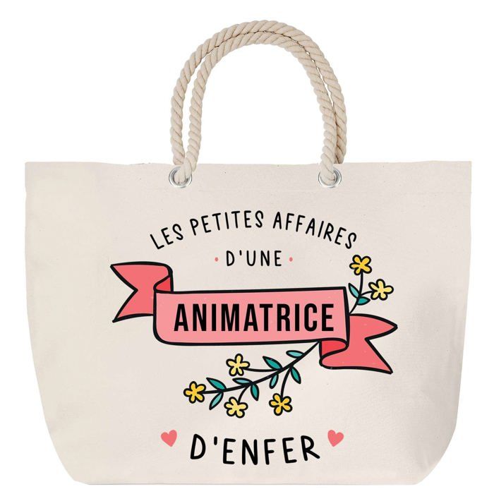 Sac de plage anse corde - PLANETEE - Les Affaires d'une Animatrice d'Enfer - Grand format - Coton - Personnalisé