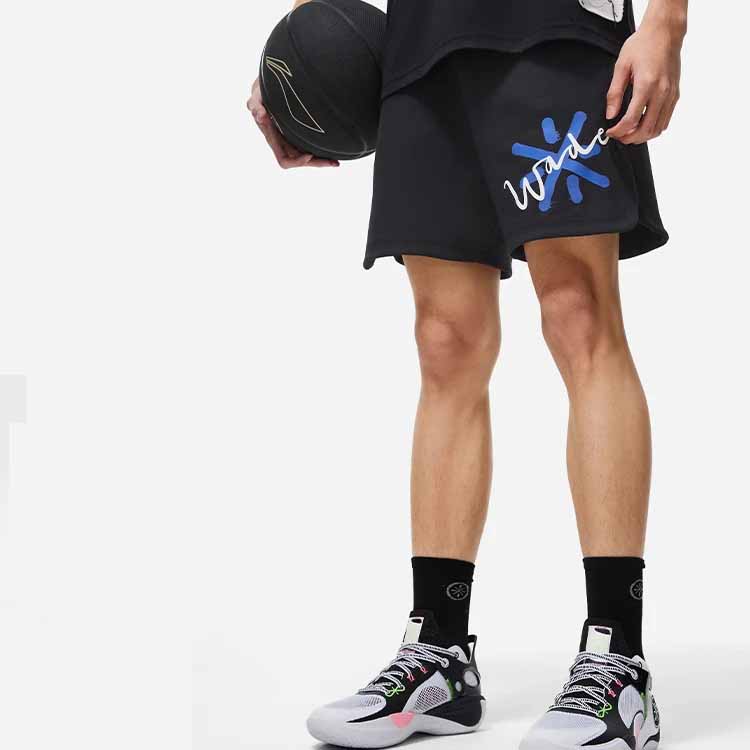 Li-Ning X Glare Wade Series Letter Print Elastic Waist Regular Fit Straight-Leg Casual Shorts Unisex Bottoms AKST323-1