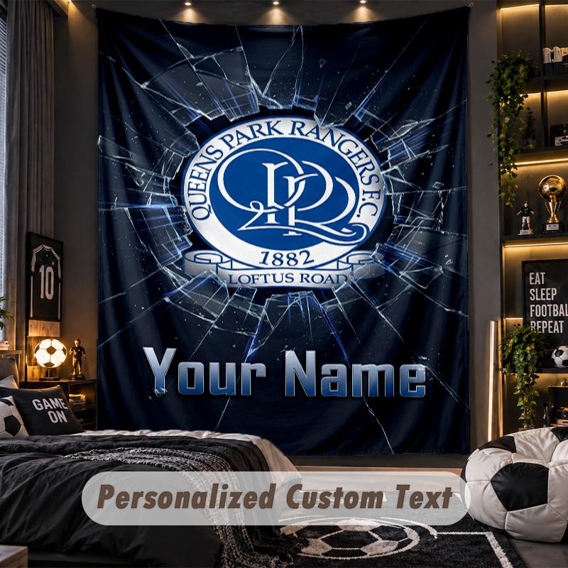 TapestryQueens Park Rangers FC Custom Name Text Personalized Wall Hanging Tapestry Home Wall Decor