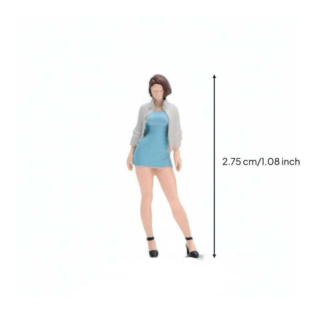 Blue Dress Mini Figure Realistic Intricacy Resin Female Detailed