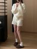 Winter Casual Loose Fit Tracksuit Oversized Pullover Long Sleeve Knitted Sweater Suit High Waist Shorts Two Piece Set Women Clothing
