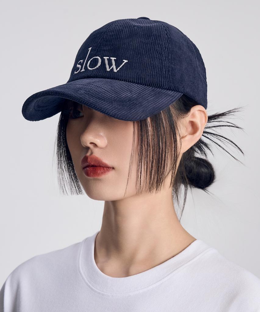SLOW RECORD HOUSE Slow Corduroy Ball Cap_Navy