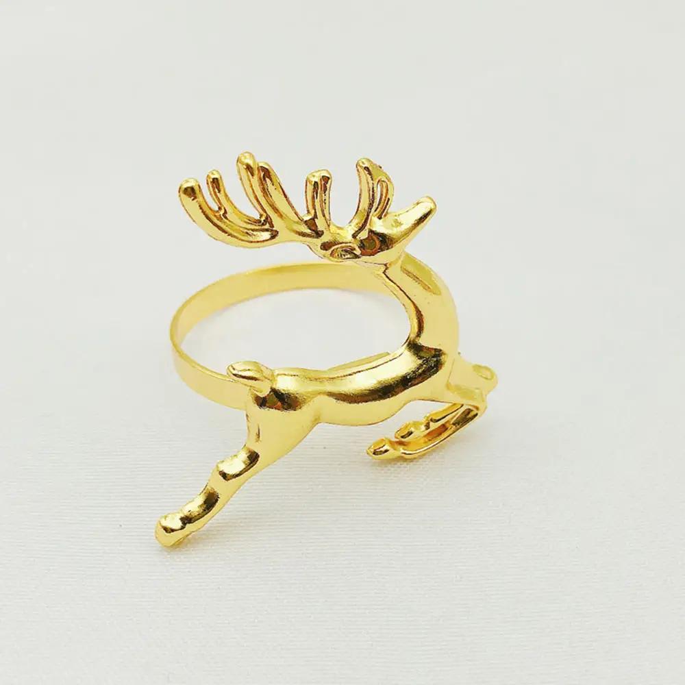 

Цветное кольцо для салфеток в виде оленя, рождественский венок из металла, инкрустированное пряжкой для салфеток, украшение для праздничного свадебного банкета, званого ужина