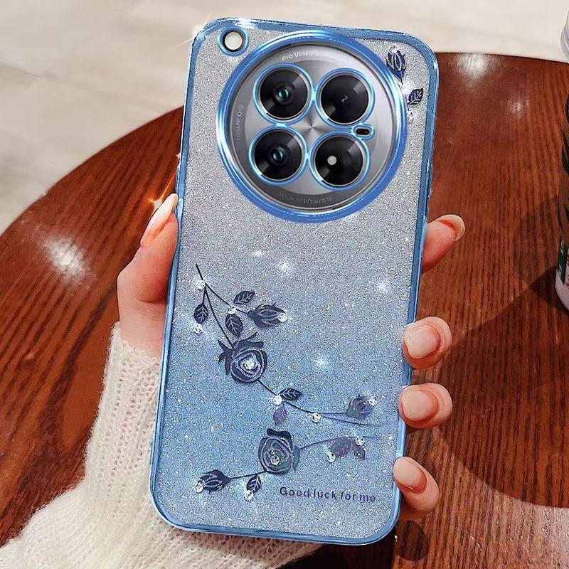 

Чехол для телефона Infinix Zero 40 5G/4G, с розовым цветком, прозрачный, противоударный, роскошный, сияющий, защитный чехол с бриллиантами Infinix Zero 40 4G синий
