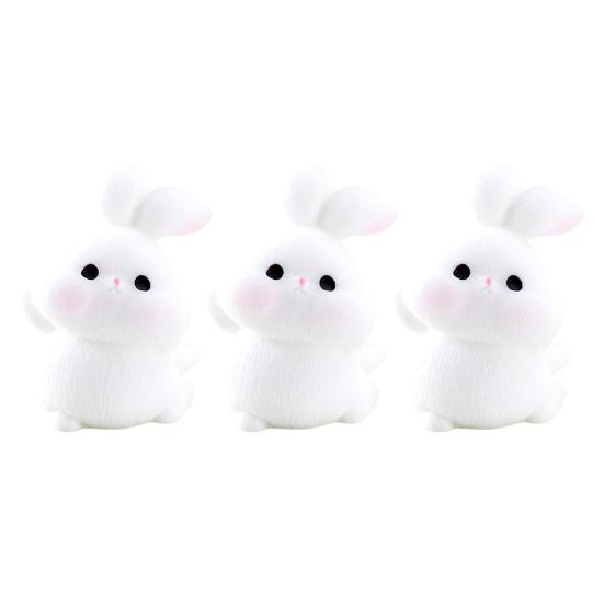 3 Pcs Mini Resin Rabbit Figurine Tiny Cartoon Bunny Sculpture Miniature Animal Fairy Garden Ornament for Moss Landscape DIY Plant Pot Home Decor