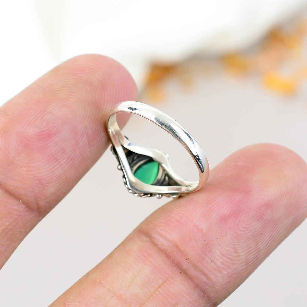 Green Onyx 925 Sterling Silver Pear Gemstone Green Stone Handmade Jewelry Ring For Women
